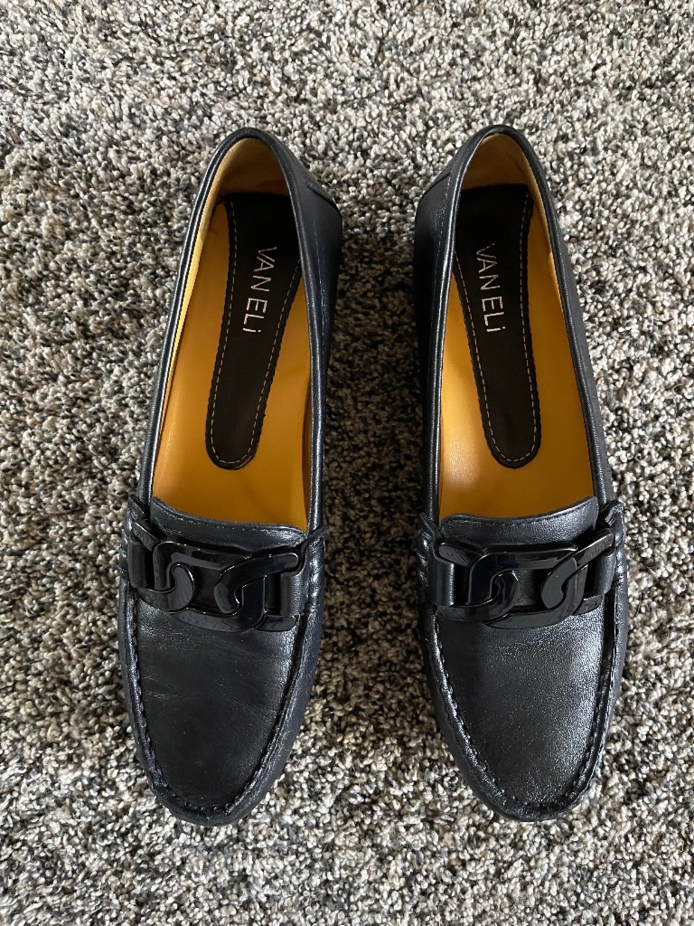 Vaneli Black Leather Loafers